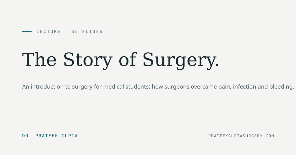 The Story of Surgery: a lecture | Dr. Prateek Gupta