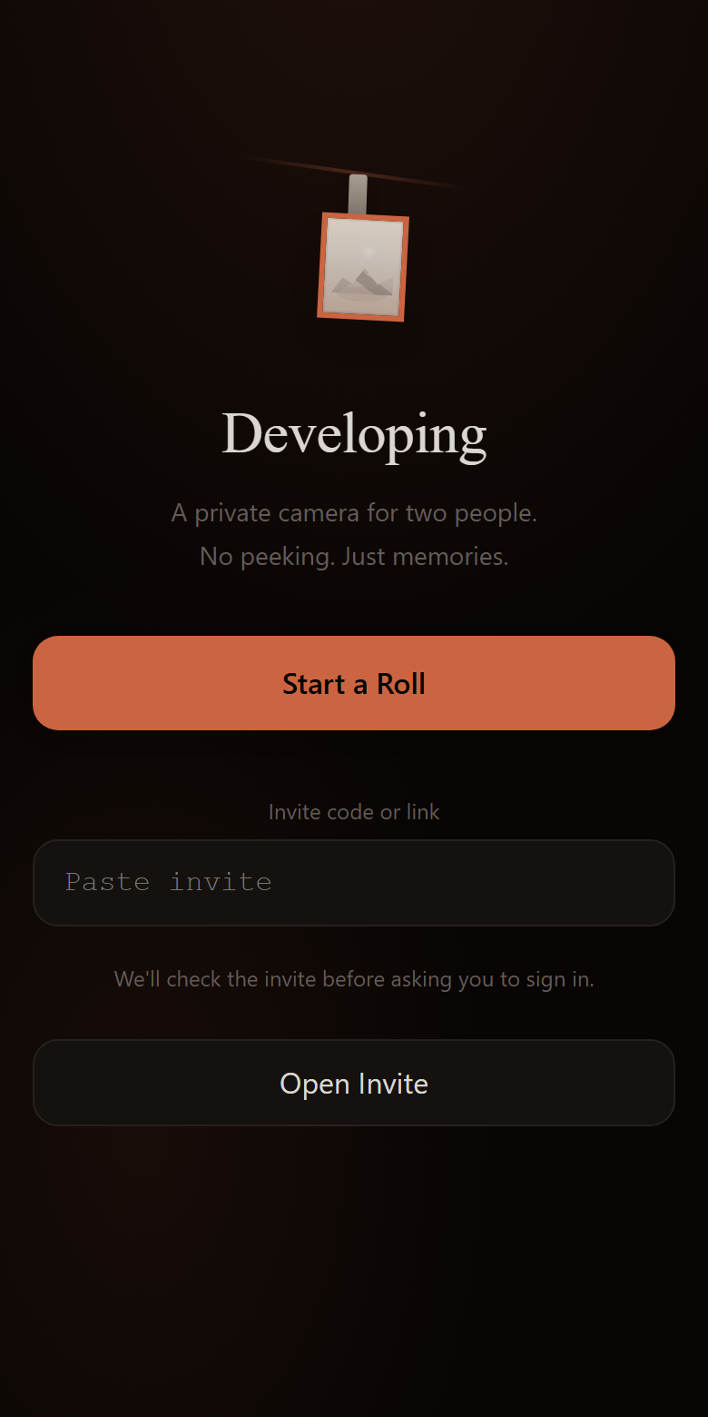 Developing landing screen