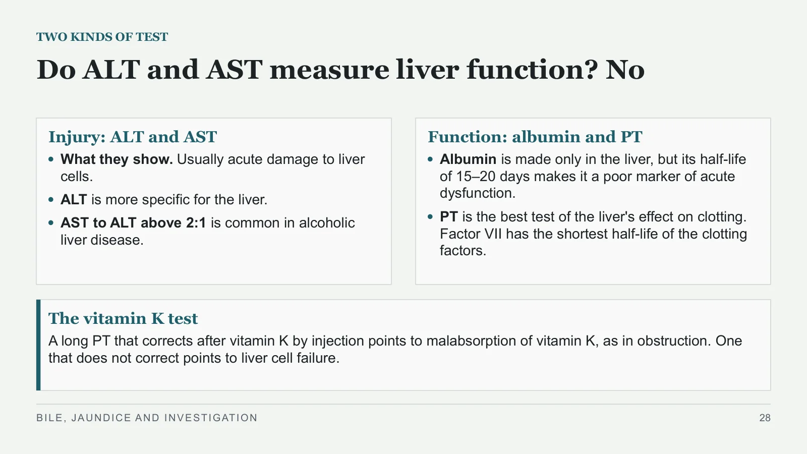 Slide 28: Do ALT and AST measure liver function? No