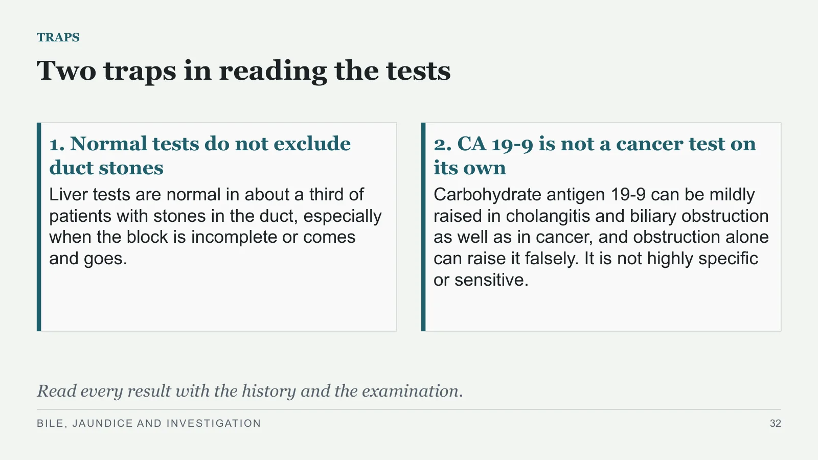 Slide 32: Two traps in reading the tests
