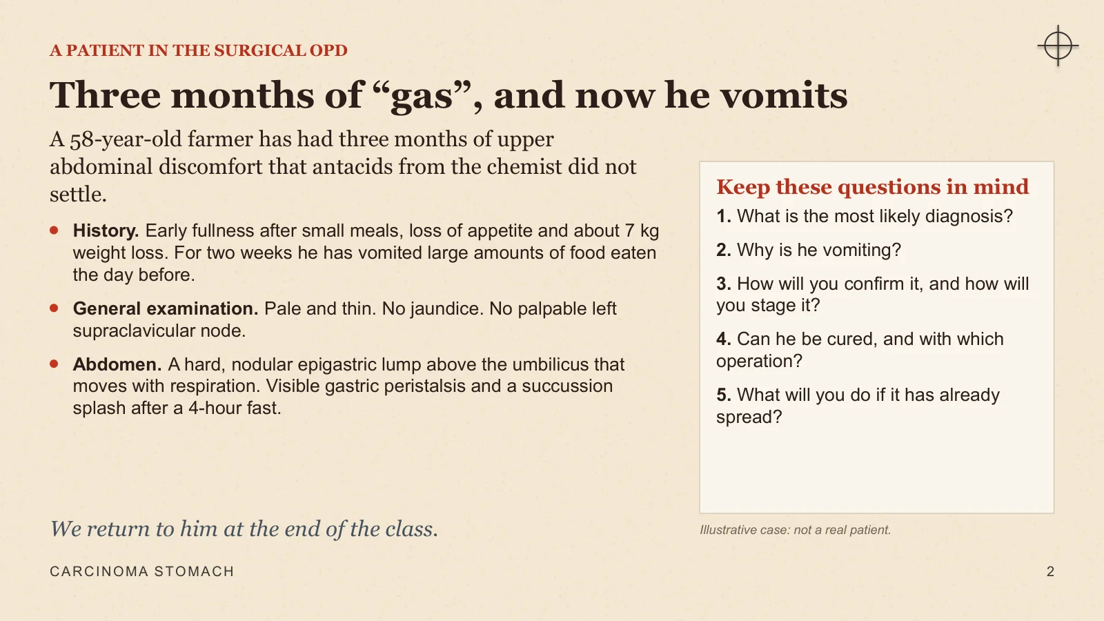 Slide 2: Three months of “gas”, and now he vomits
