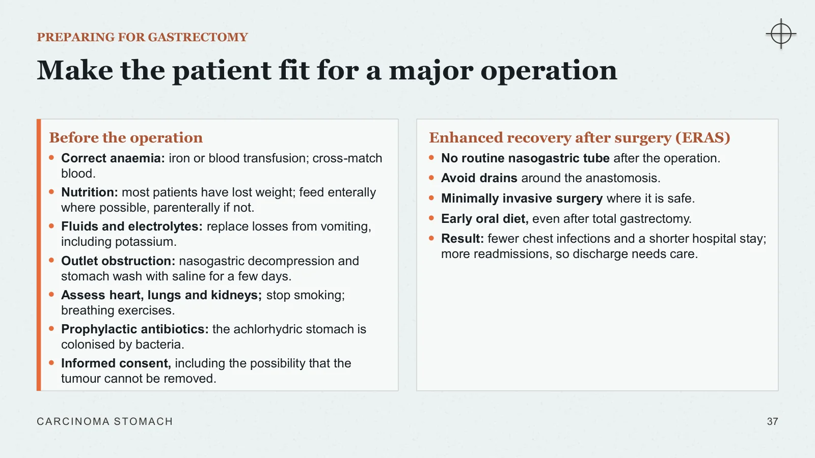Slide 37: Make the patient fit for a major operation