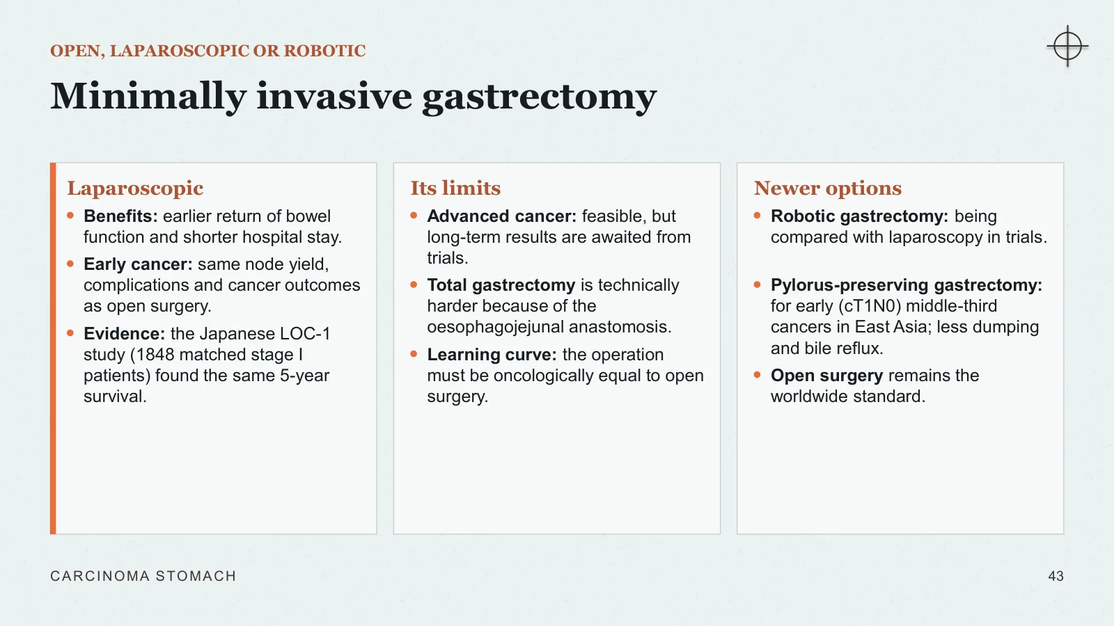 Slide 43: Minimally invasive gastrectomy