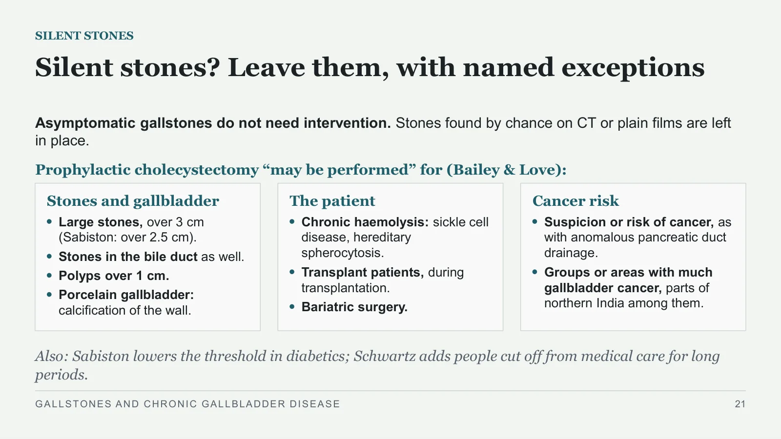 Slide 21: Silent stones? Leave them, with named exceptions