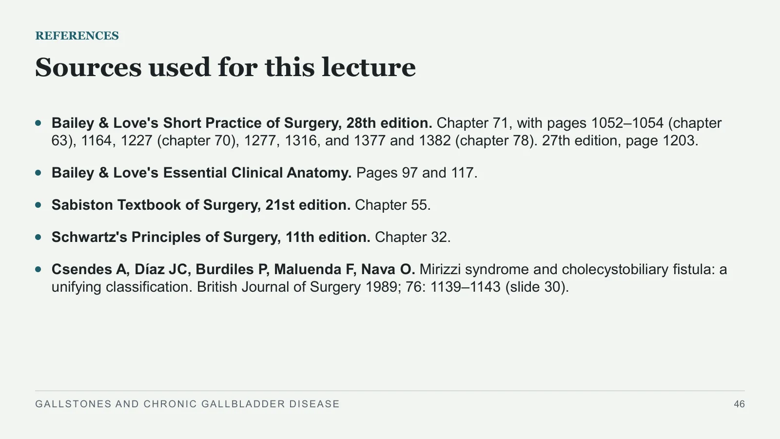 Slide 46: Sources used for this lecture