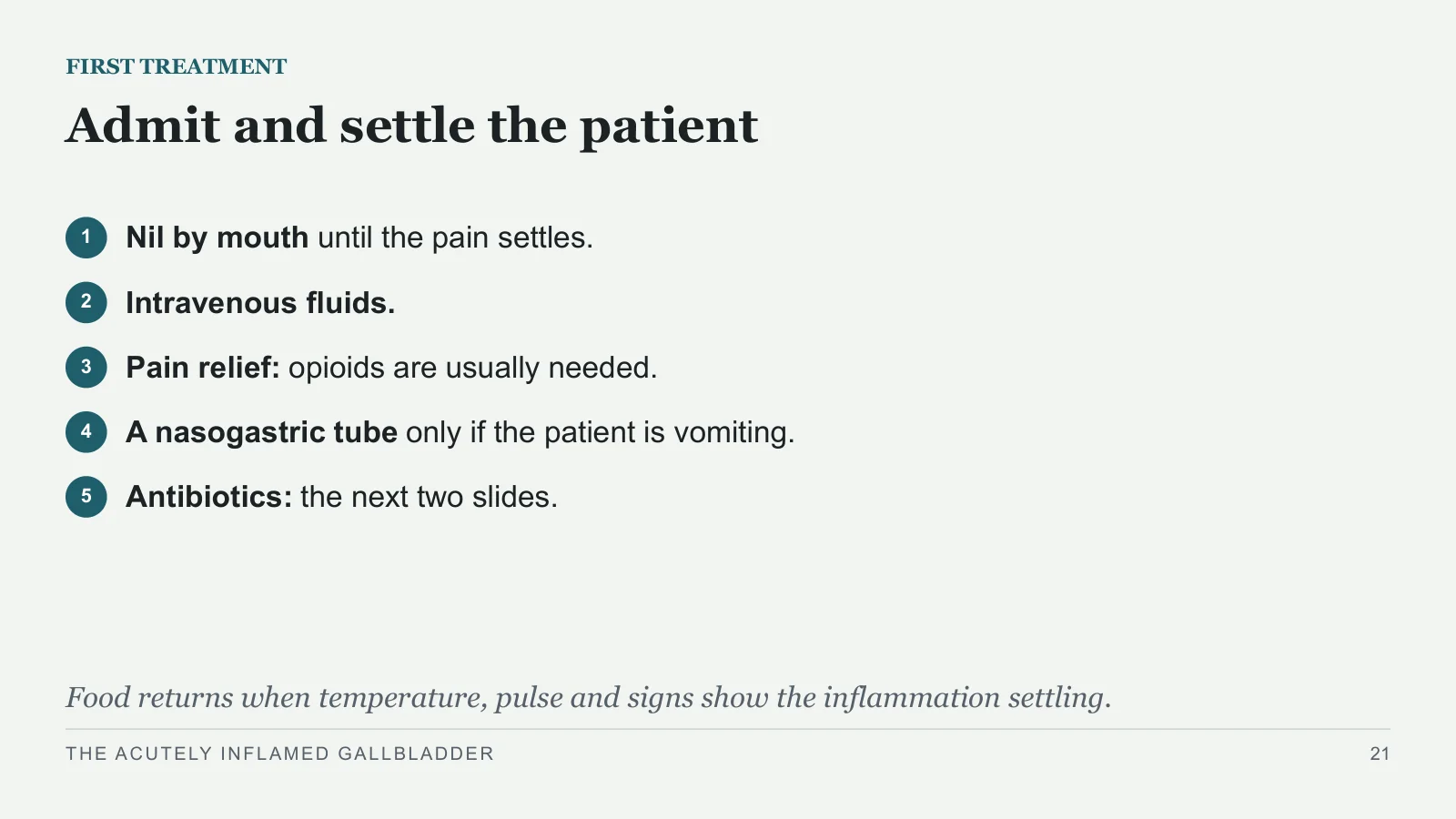 Slide 21: Admit and settle the patient