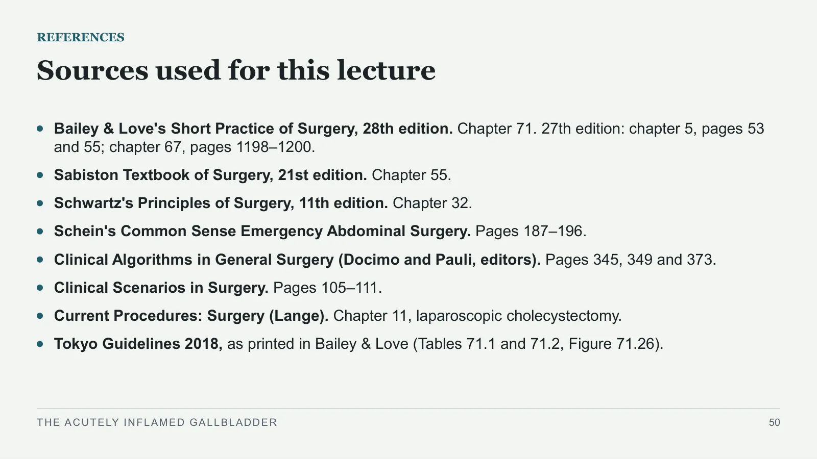 Slide 50: Sources used for this lecture